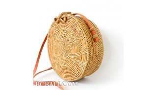 Bali Handbag Rattan Circle Around Motif Flower Hand Woven